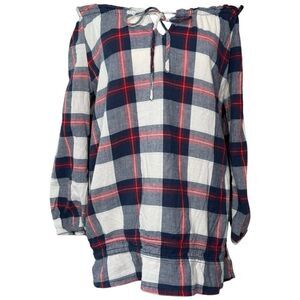 |EUC| FADED GLORY Plaid Off-Shoulder Long Sleeve Top